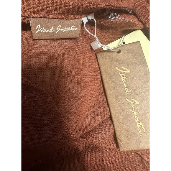 Island Importer Vino Linen Blend Lanai Shirt Boho Beachy Lagenlook Tunic Large - Picture 7 of 7